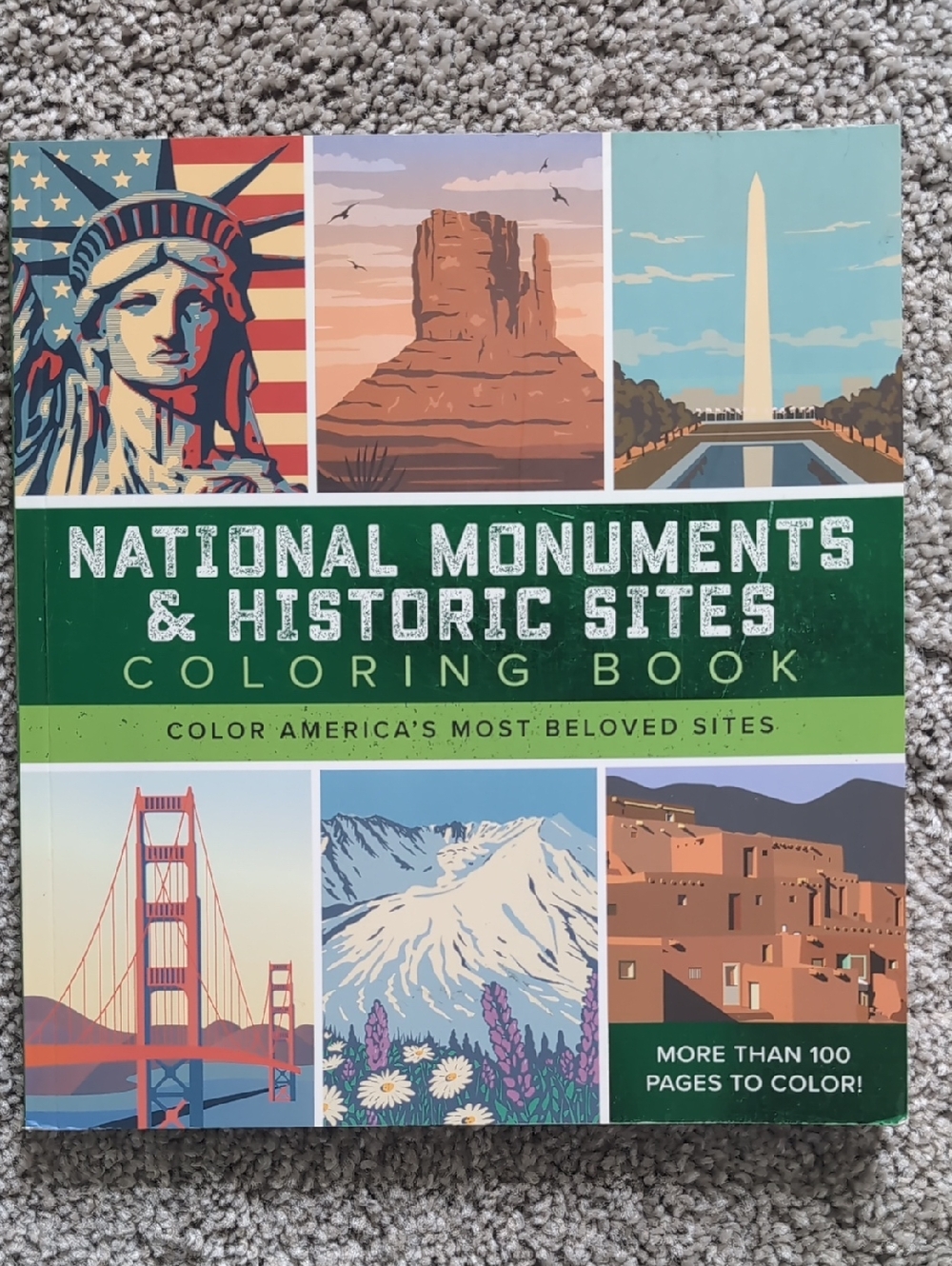 National Monuments & Historic Sites Coloring Book - Green